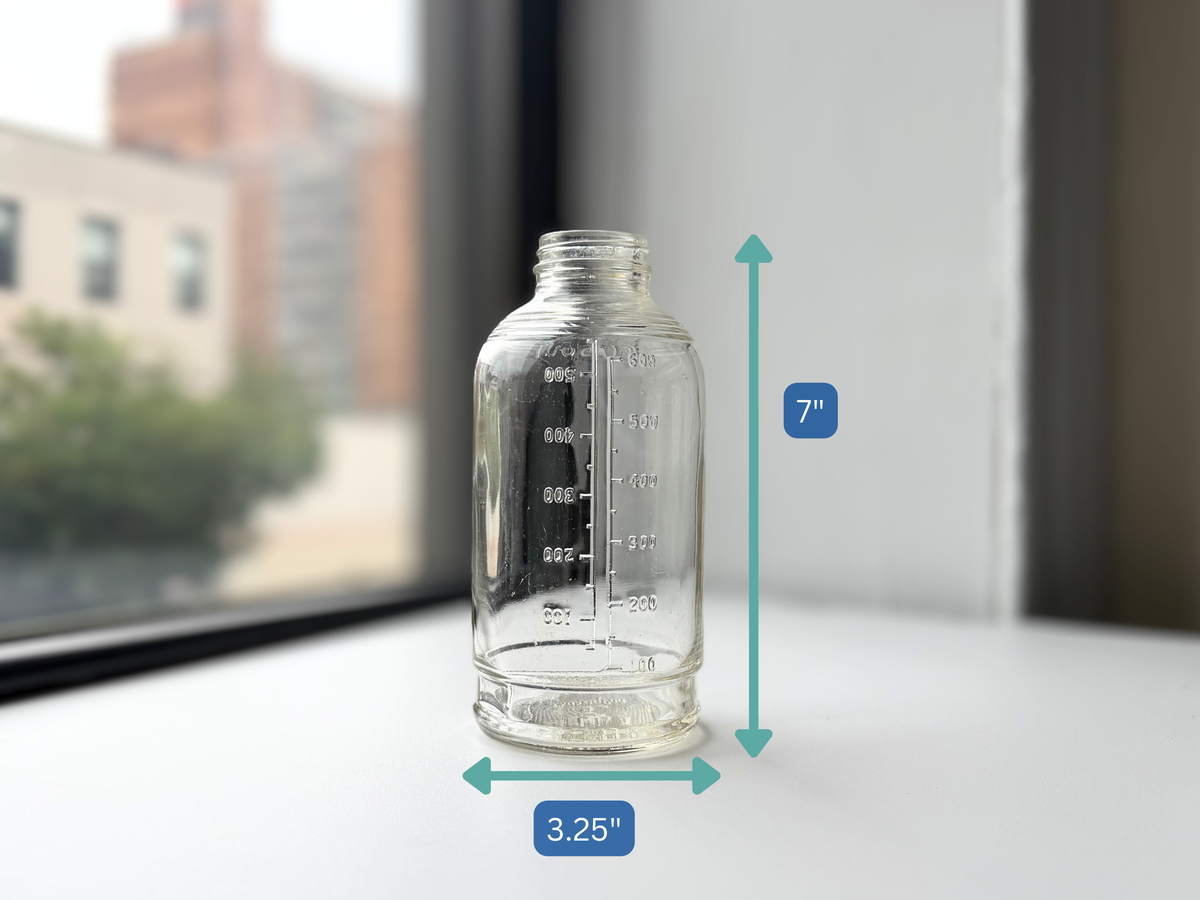 Abbott Laboratories bottle with height measurement overlay showing 7 inches.