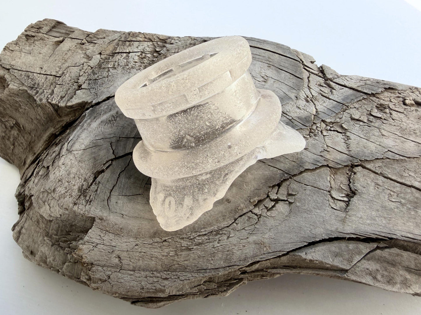Genuine antique sea-worn milk bottle tops from NYC shores, frosted glass rings for aquarium decor