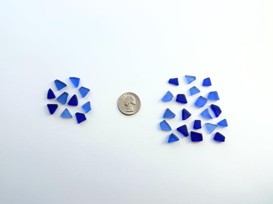 Cobalt blue sea glass extra small pieces, deep blue NYC beach glass for jewelry making
