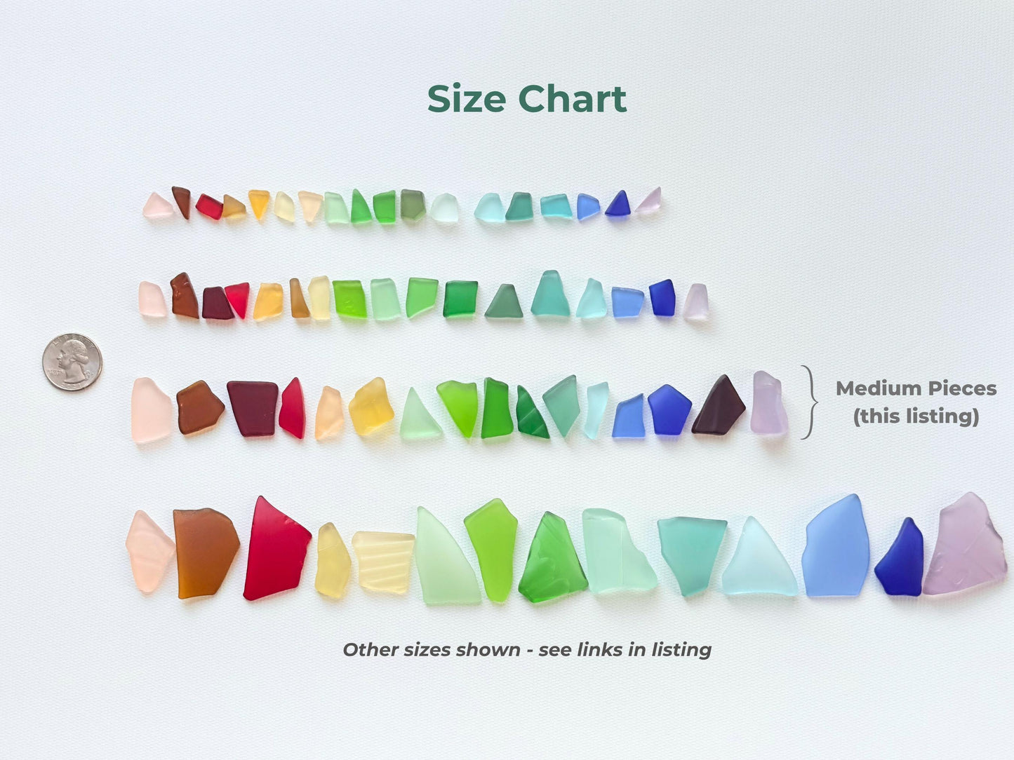Brooklyn sea glass medium mix, multicolor tumbled 0.75-1.25 inch pieces for mosaics