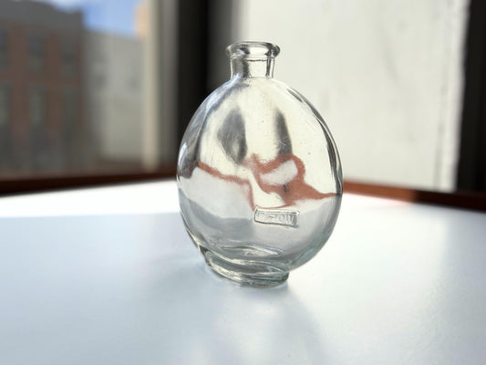 Vintage House of Worth clear crystal globe perfume bottle 4 inches tall with WORTH embossed cartouche - French haute couture heritage piece hand-recovered from NYC