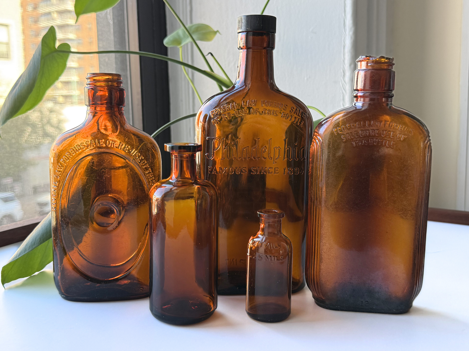 Amber Antique Glass Bottles from NYC Beaches | Brooklyn Sea Glass