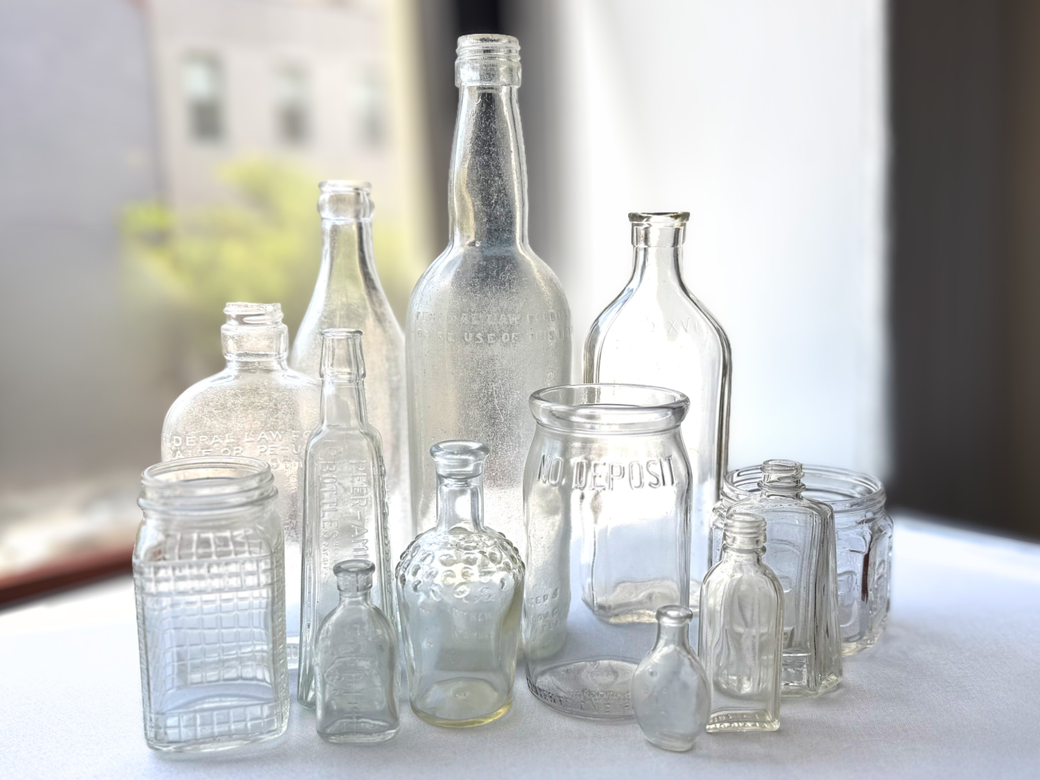 Clear & Aqua Antique Glass Bottles from NYC