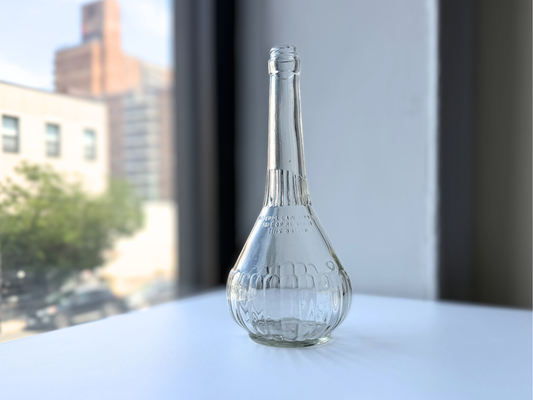 Vintage Genie-Shaped Clear Glass Bottle | Figural Mid-Century Glass | Statement Decor | c.1951 Collectible
