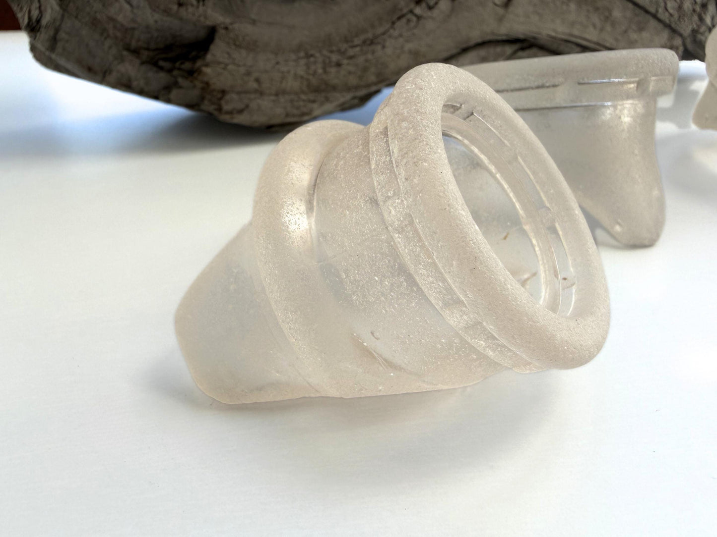 Frosted sea-worn milk bottle tops from Brooklyn beaches, antique glass aquarium ornament rings