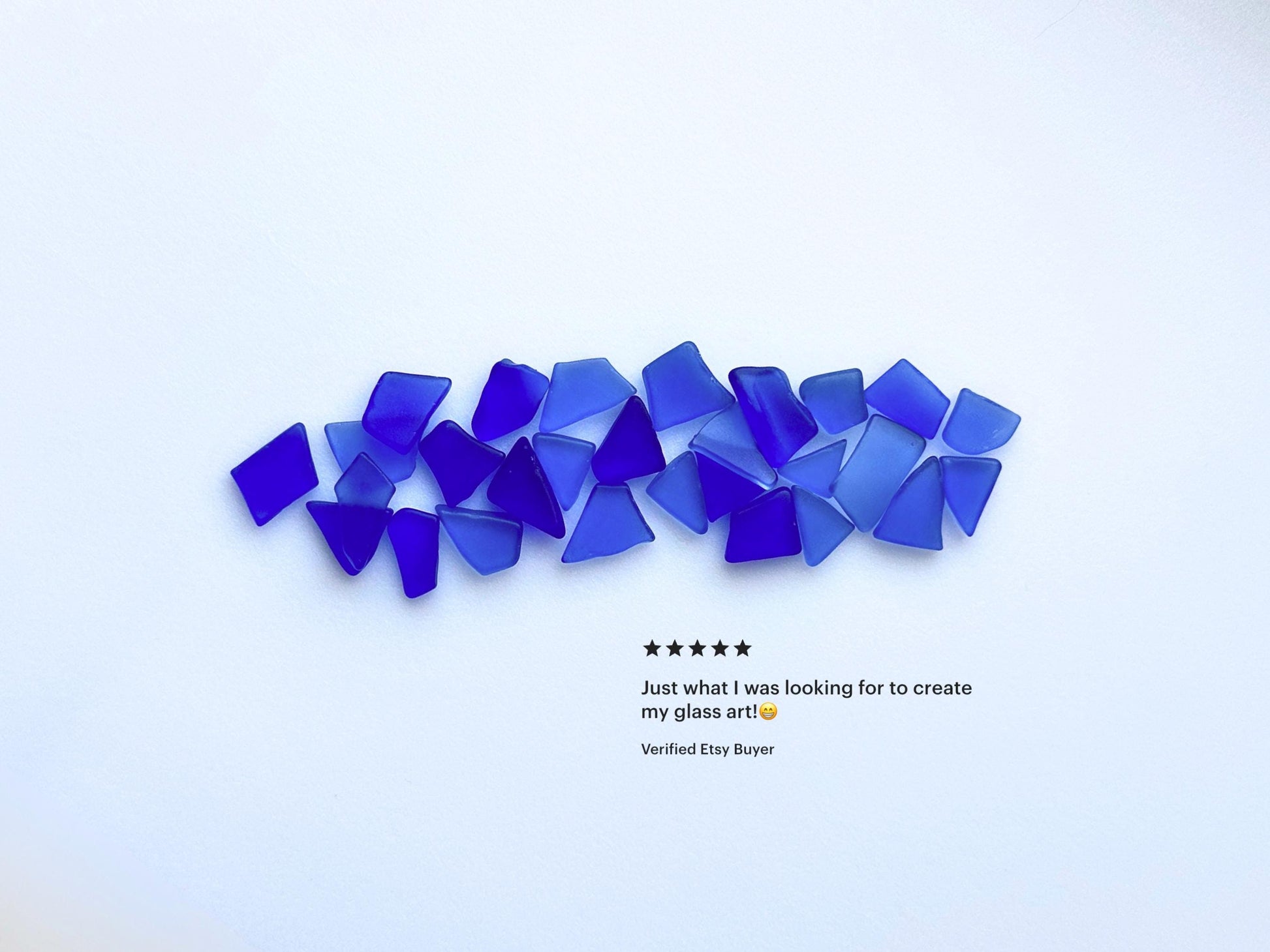 Cobalt Blue Sea Glass for Jewelry, Mosaics & Resin Art – Tumbled Beach Glass – angle view – Brooklyn Sea Glass