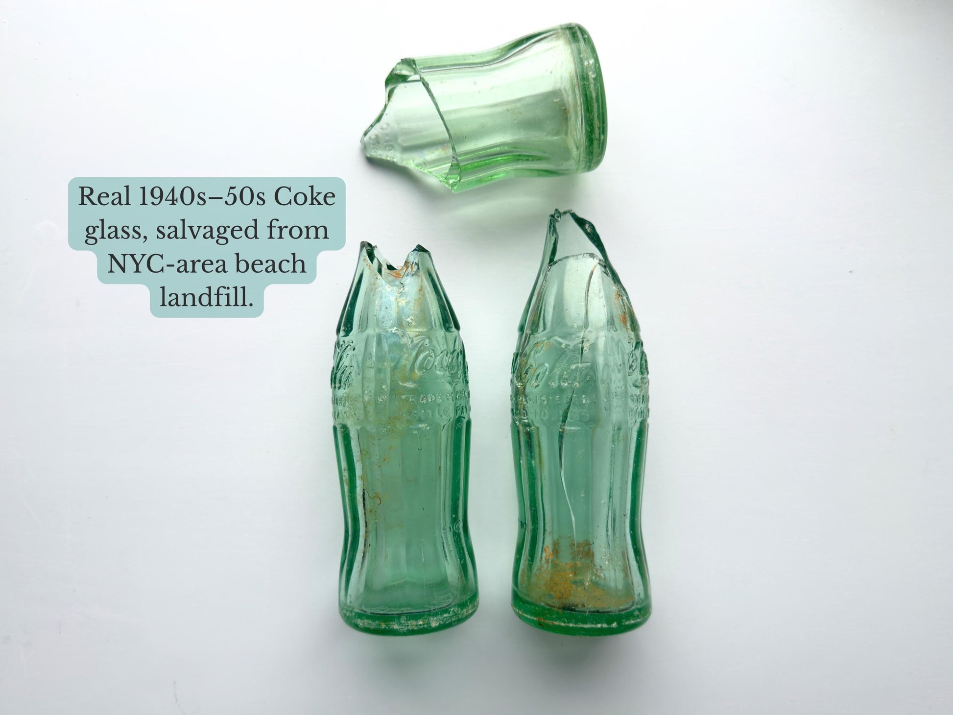 Antique Coca-Cola glass drawer pull, vintage NYC bottle bottom cabinet hardware piece