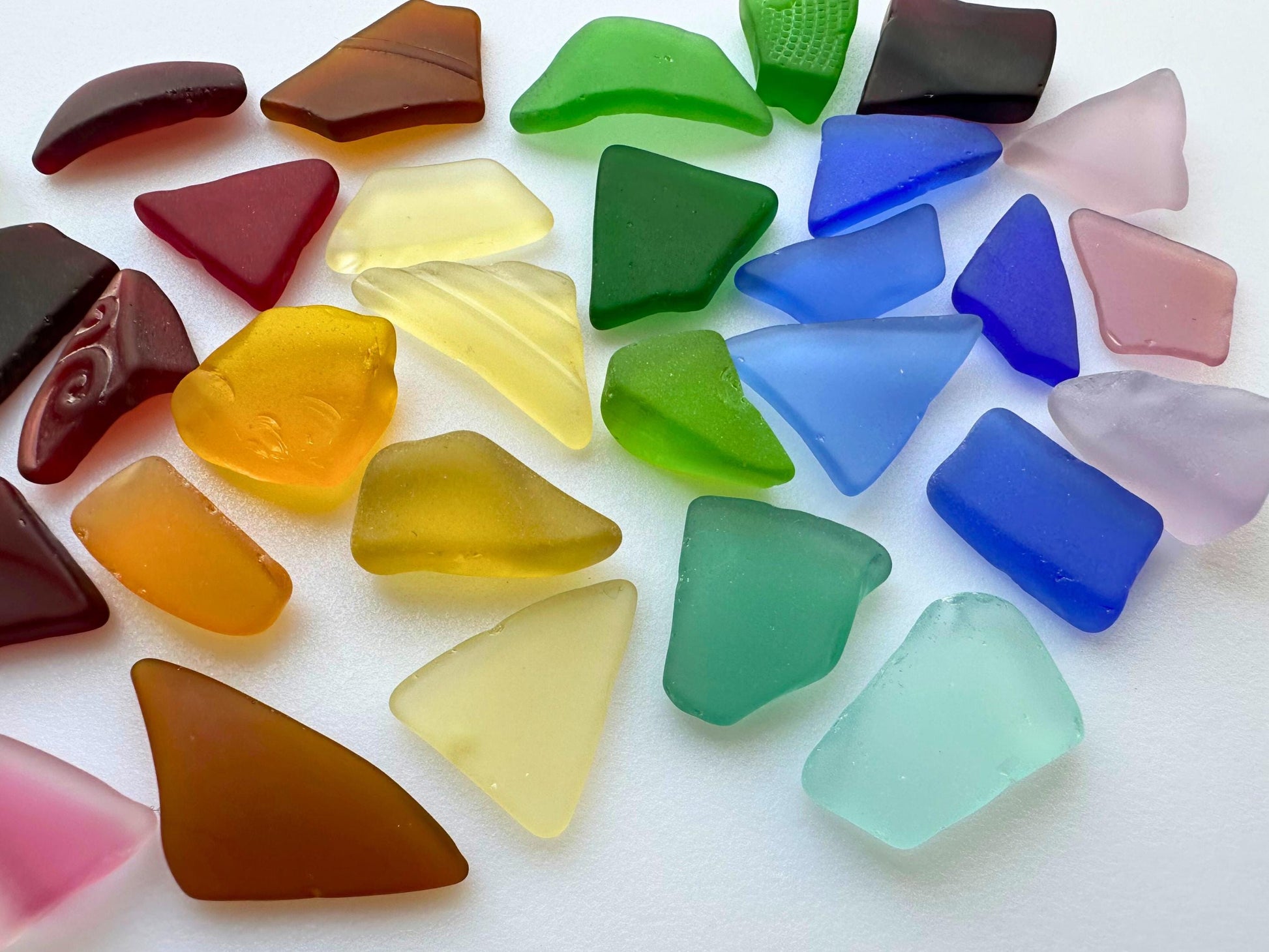 Medium multicolor sea glass mix, tumbled NYC beach glass 0.75-1.25 inches for mosaics