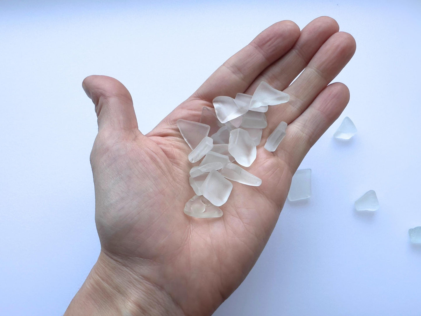 Pastel Sea Glass – Small Tumbled Pieces for Wedding Decor & Spring Crafts – size comparison – Brooklyn Sea Glass