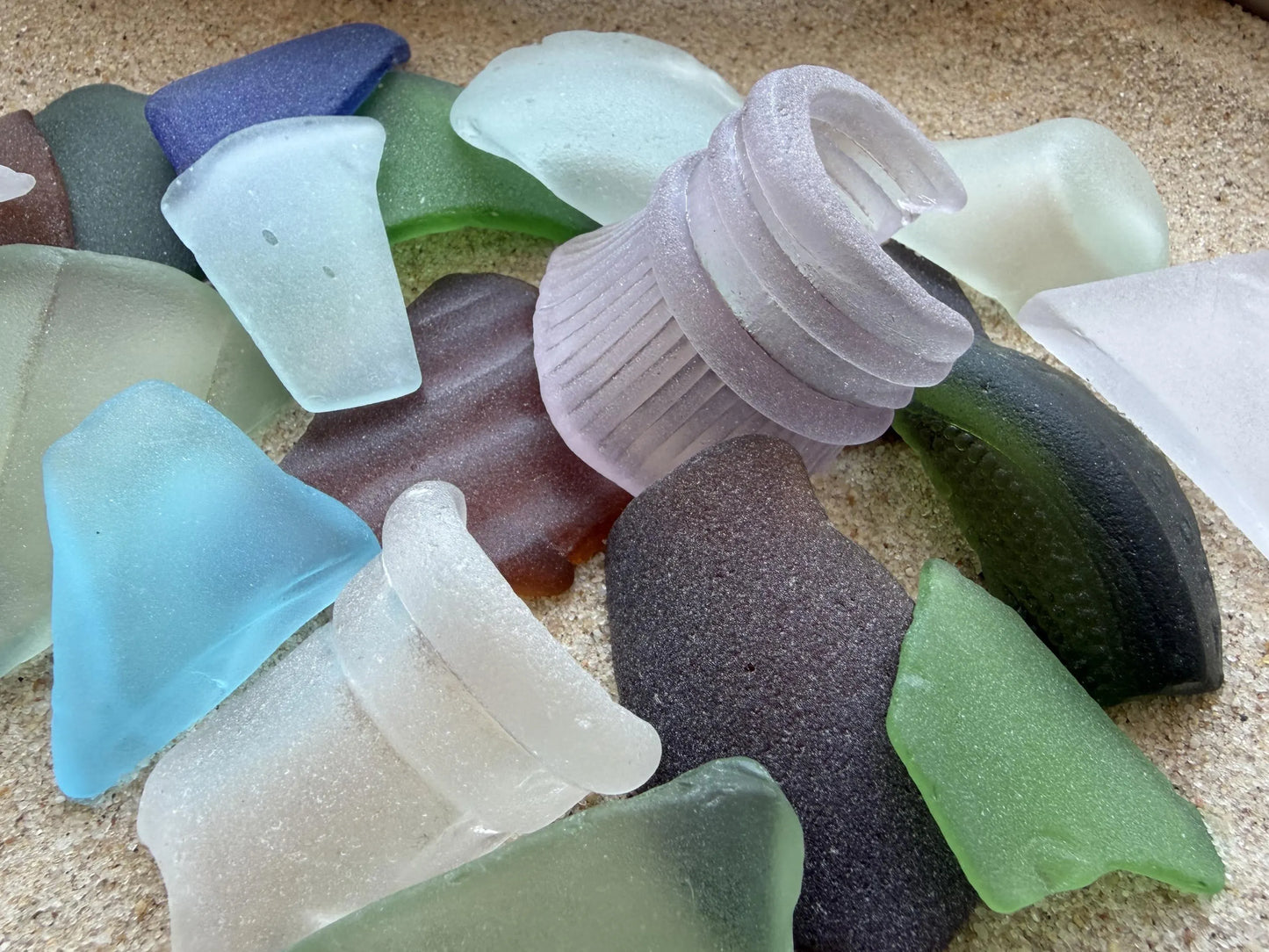 Medium authentic sea glass pieces 1-2 inches, real NYC beach glass for art projects