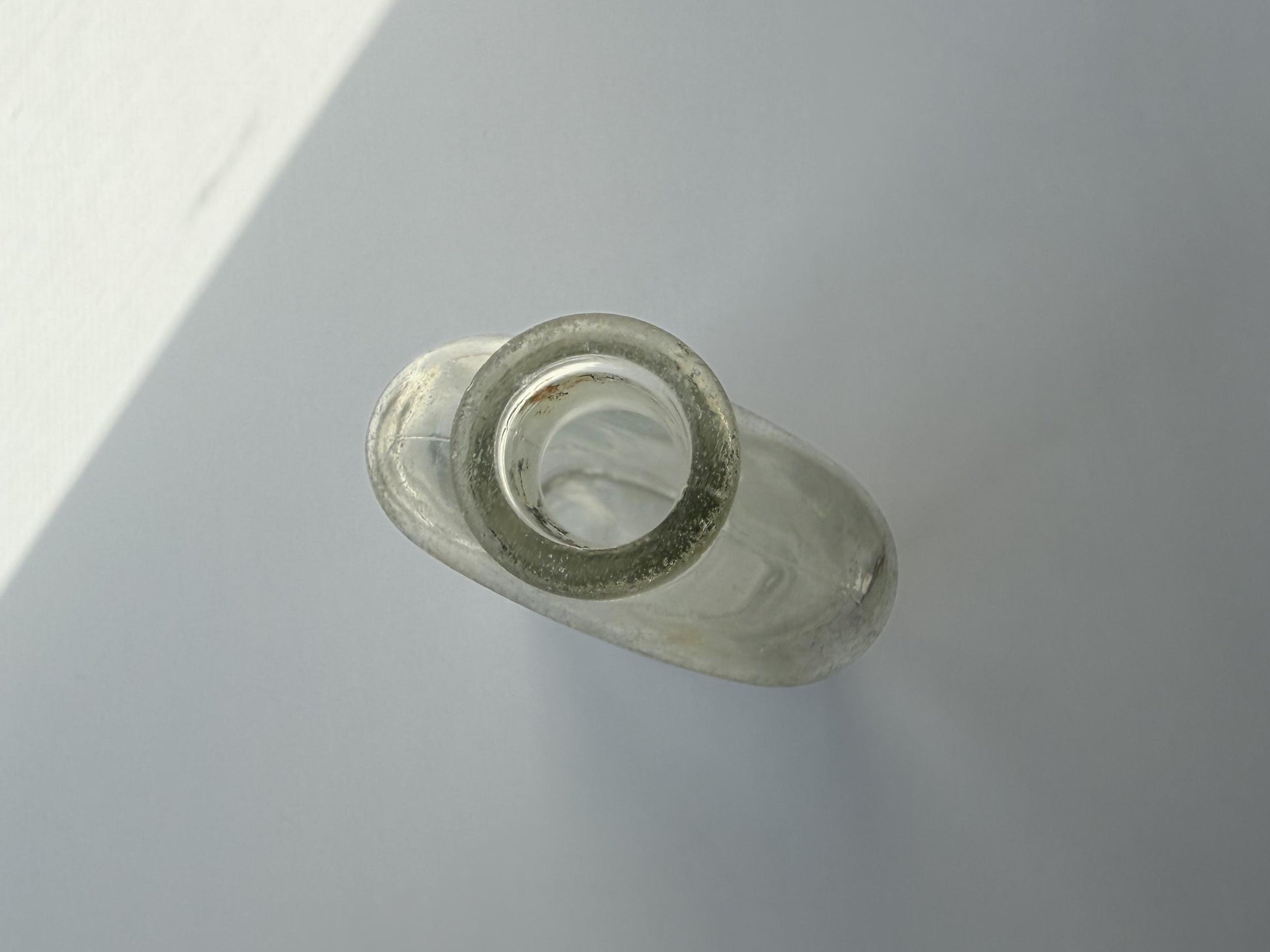 Vintage Sawyer's Crystal Blueing clear glass bottle 7.75 inches tall completely frosted by ocean exposure - Victorian era laundry product bottle hand-recovered from NYC beach
