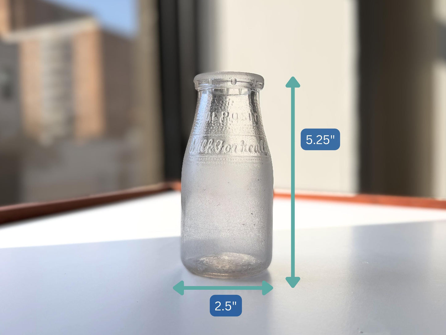 Vintage 1953 NYC Milk for Health half-pint bottle 5.25 inches tall completely frosted by ocean exposure - genuine sea-worn glass hand-recovered from NYC