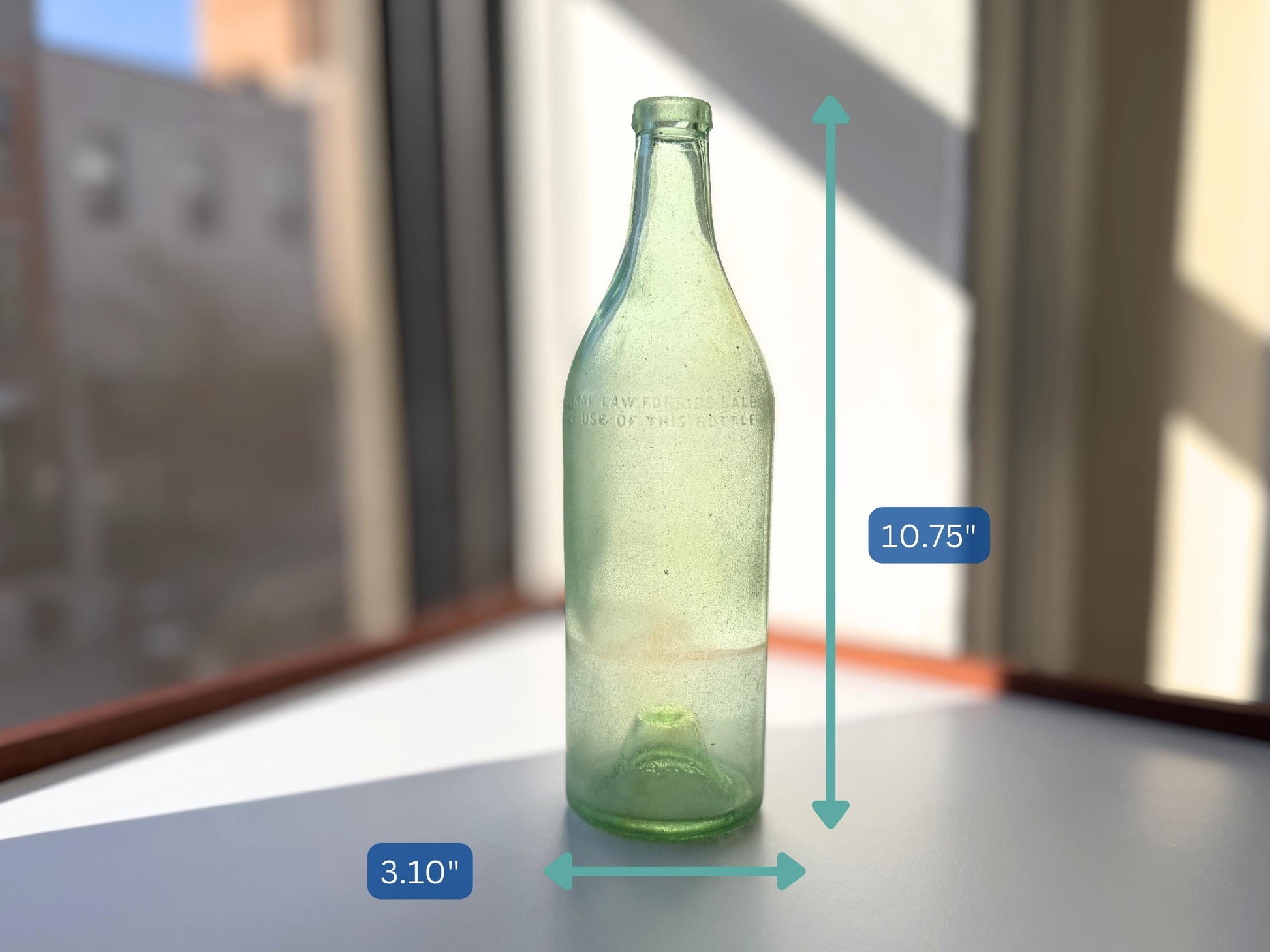 Vintage seaworn Bacardi rum bottle with beautiful frosted patina from ocean exposure. Minor chips showing authentic age. Perfect for sea glass and vintage spirits collectors.