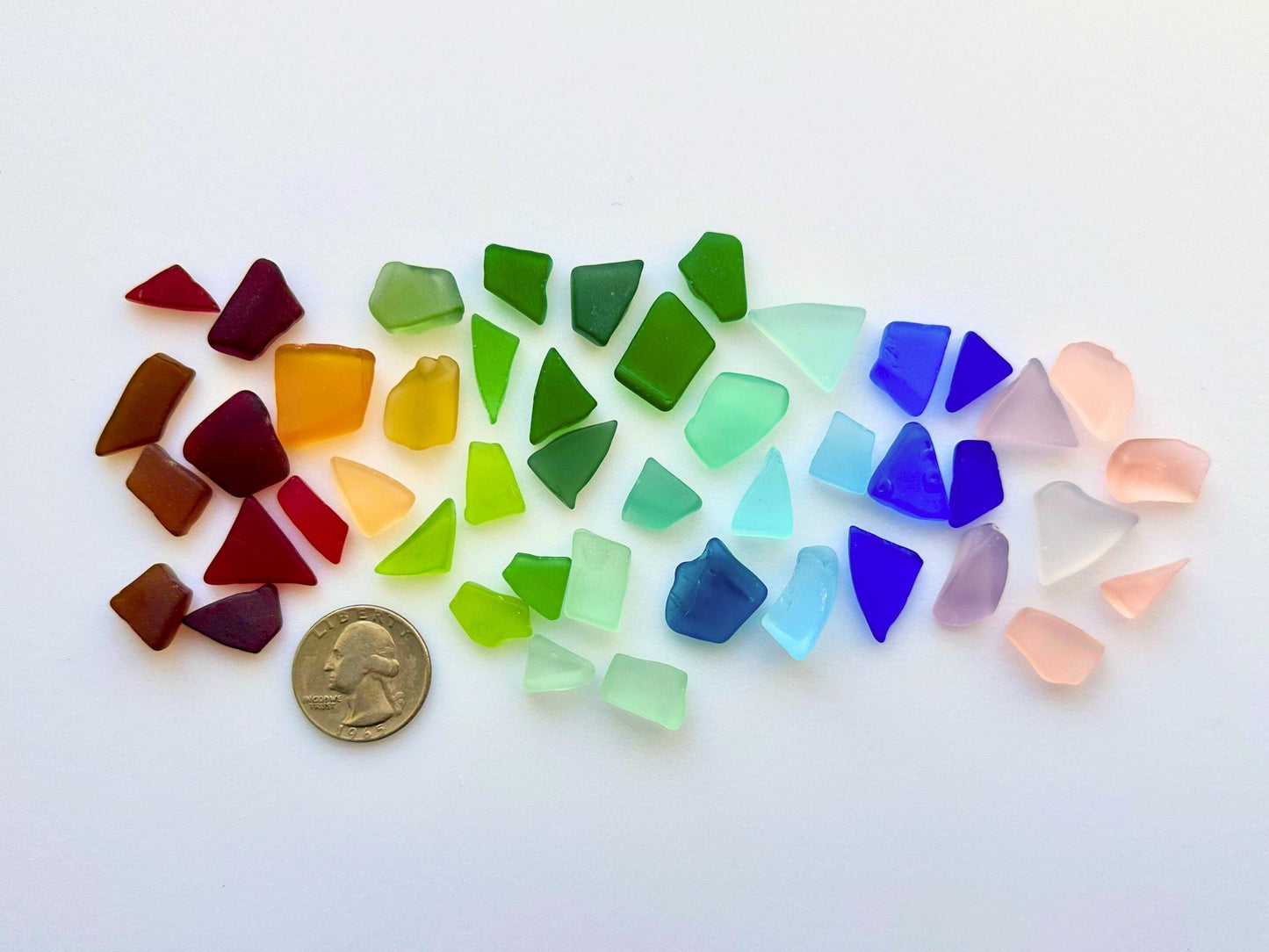 Colorful small sea glass mix for craft projects, genuine NYC beach glass tumbled pieces