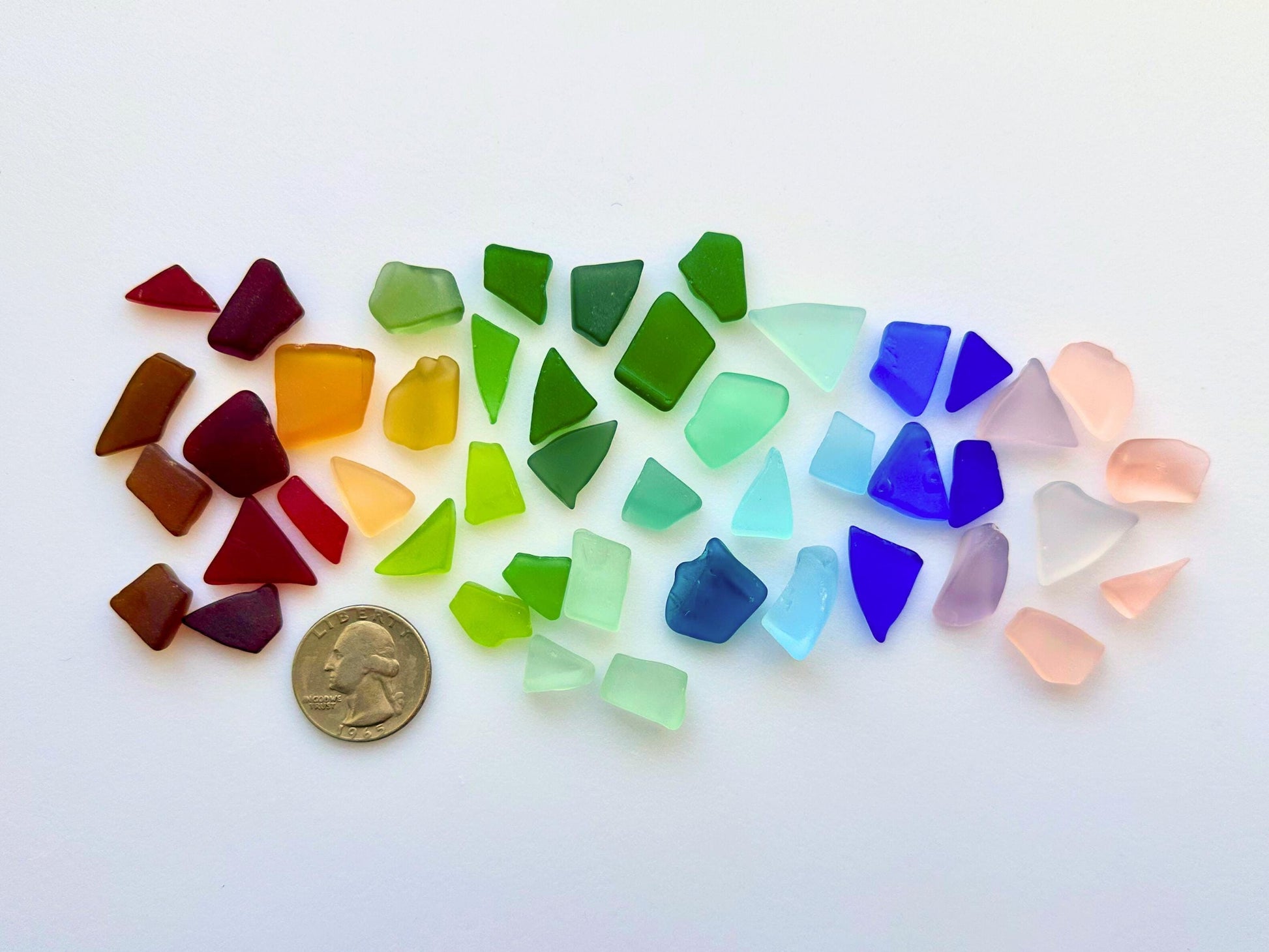 Colorful small sea glass mix for craft projects, genuine NYC beach glass tumbled pieces