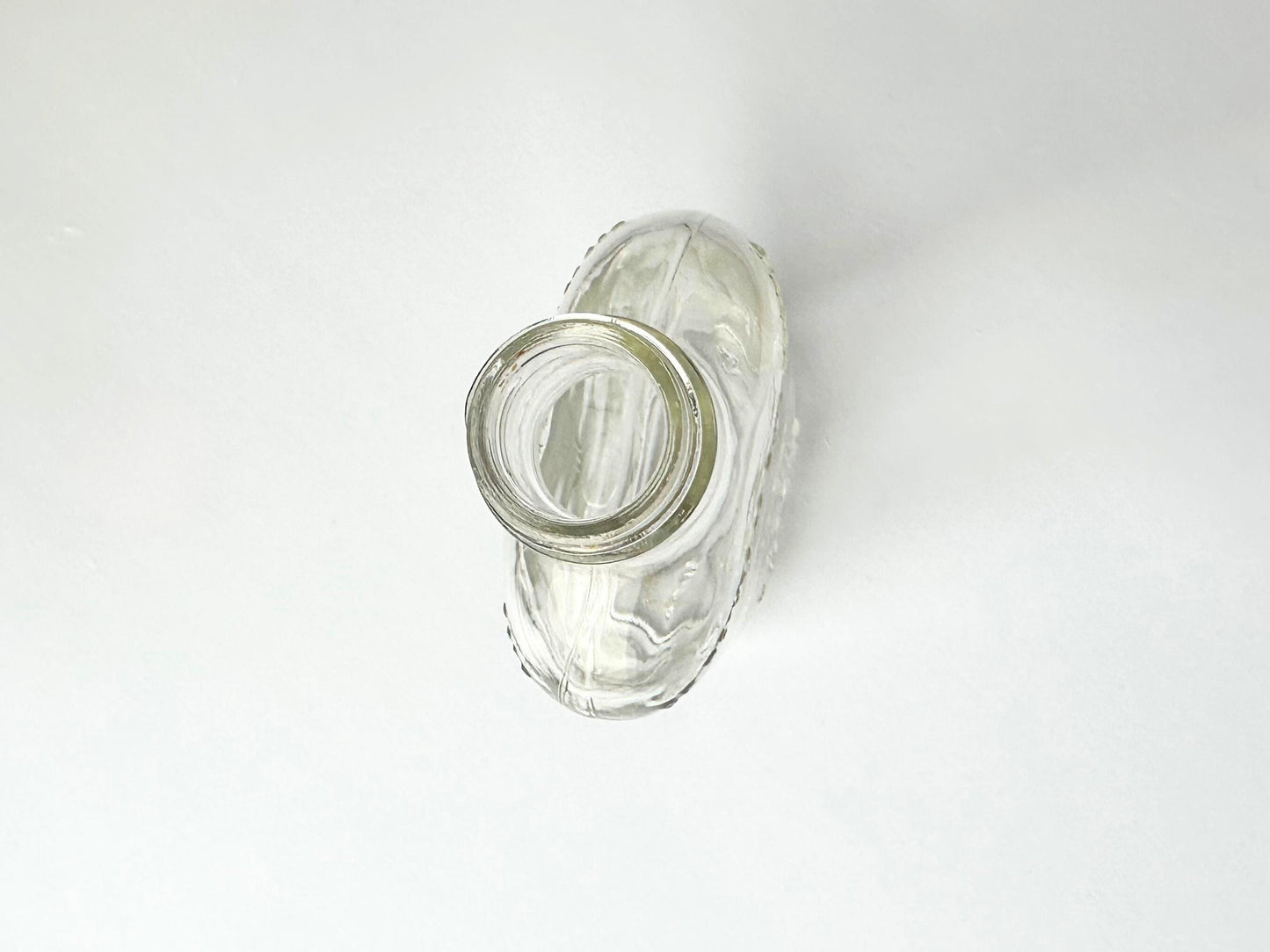 Vintage 1950 Clear Glass Flask Bottle Federal Law – angle view – Brooklyn Sea Glass