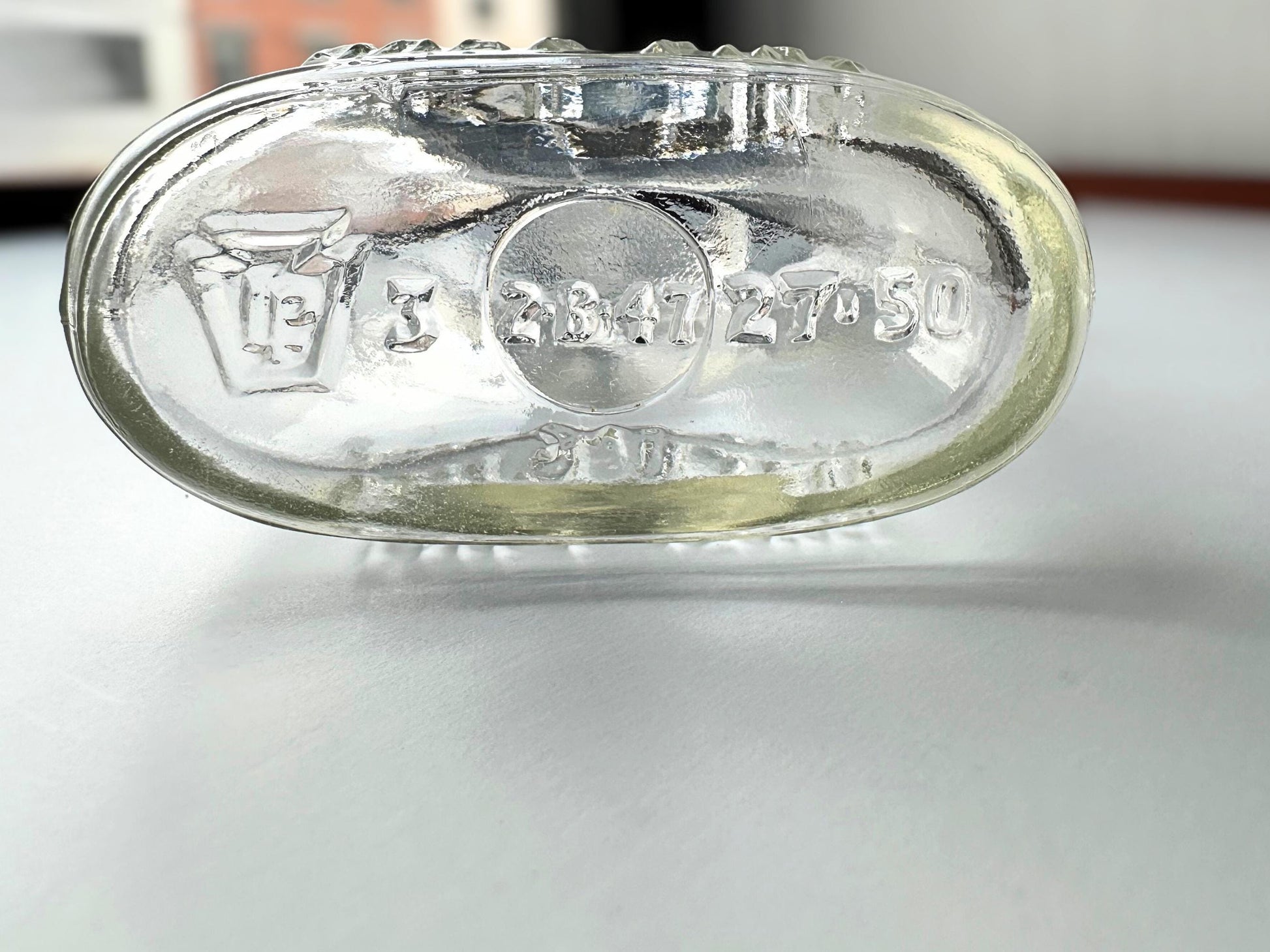 Vintage 1950 Clear Glass Flask Bottle Federal Law – gift packaging – Brooklyn Sea Glass