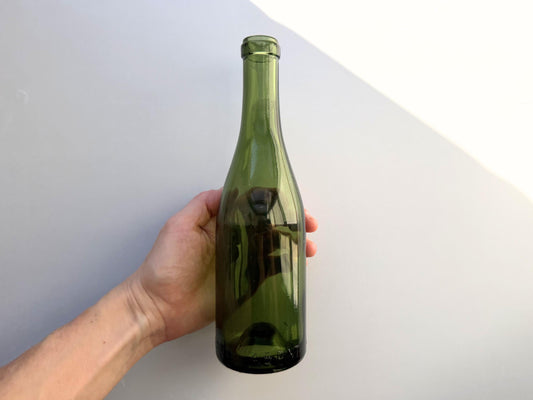 Vintage 1952 Green Glass Bottle side view – Brooklyn Sea Glass