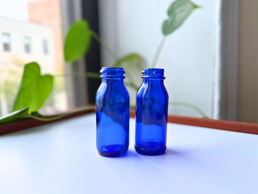 Set of 2 vintage Bromo Seltzer cobalt blue medicine bottles from early 1900s Emerson Drug Company Baltimore, rescued from NYC beaches. Each bottle 4 inches tall with embossed EMERSON DRUG CO and BROMO SELTZER – Brooklyn Sea Glass
