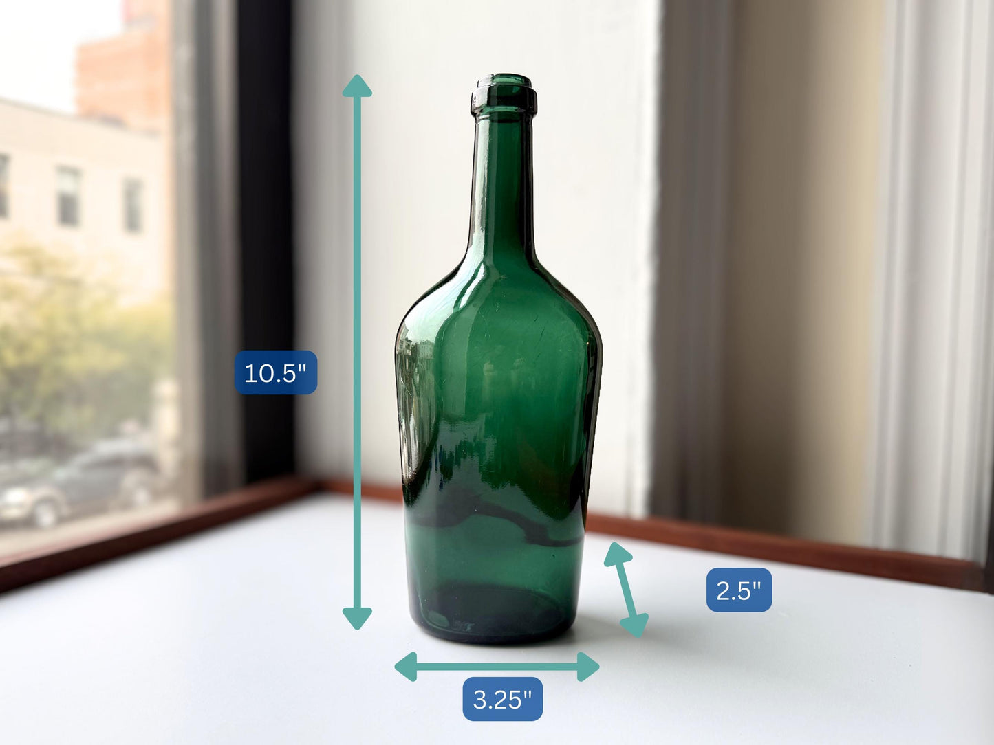 Vintage Forest Green Wine Bottle Neo Deco lifestyle shot – Brooklyn Sea Glass