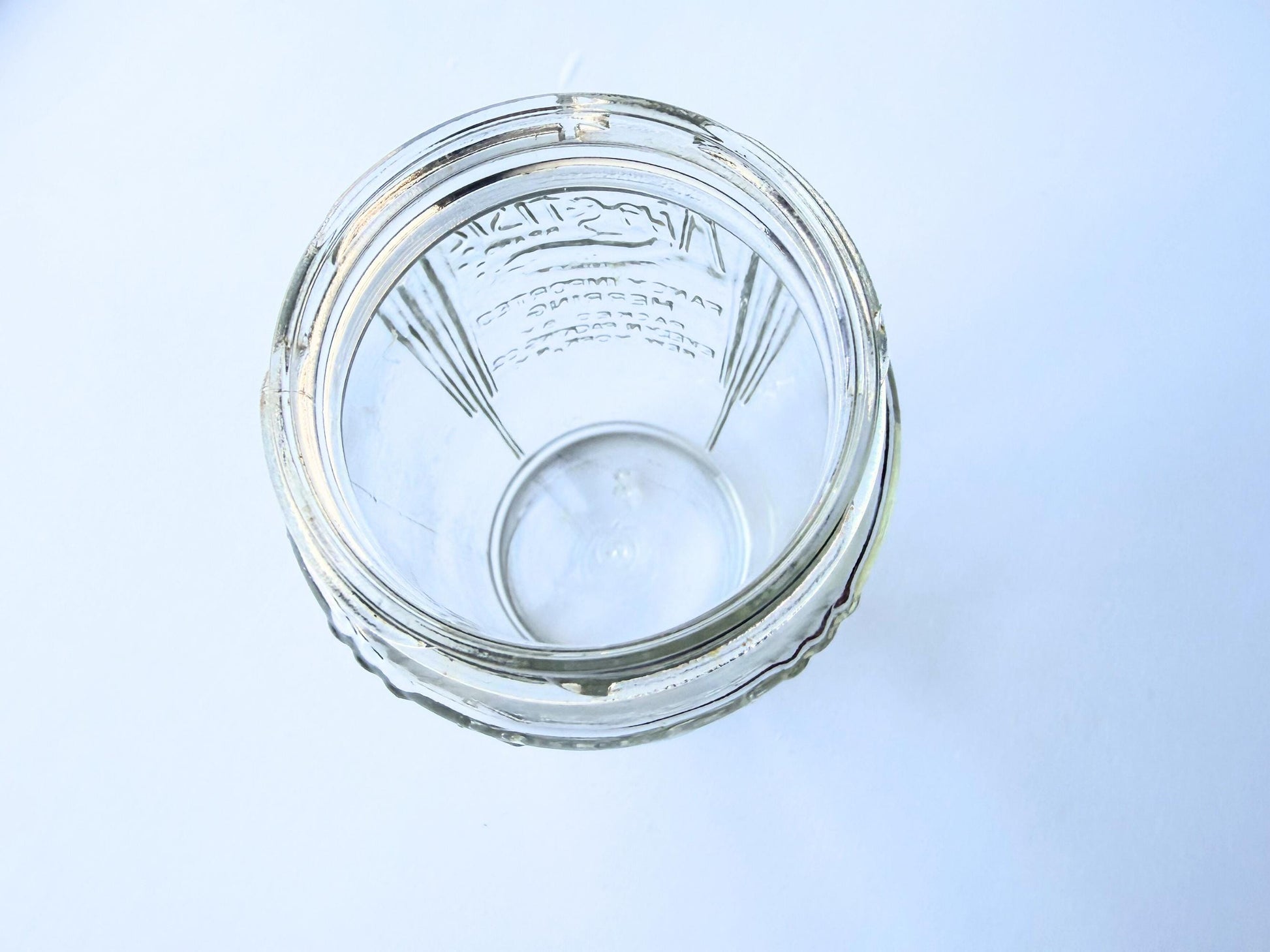 Vintage 1920s-1940s Kingfish Brand clear glass herring jar with bold embossed lettering from Evelyn Packing Company in New York. Perfect for windowsill displays, vintage kitchen collections, and farmhouse or cottagecore decor.