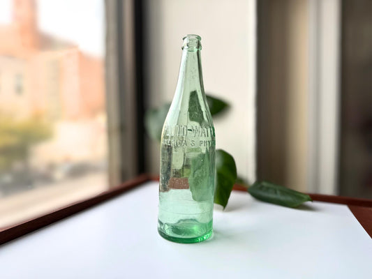 Vintage Pluto Water Bottle 1930s green glass – Brooklyn Sea Glass