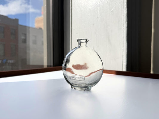 Vintage House of Worth clear crystal globe perfume bottle 4 inches tall with WORTH embossed cartouche - French haute couture heritage piece hand-recovered from NYC