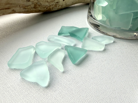 Sea Mist Blue Tumbled Sea Glass — Bulk Vase Filler by the Pound