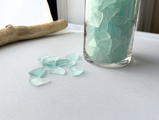Sea Mist Blue Tumbled Sea Glass — Bulk Vase Filler by the Pound