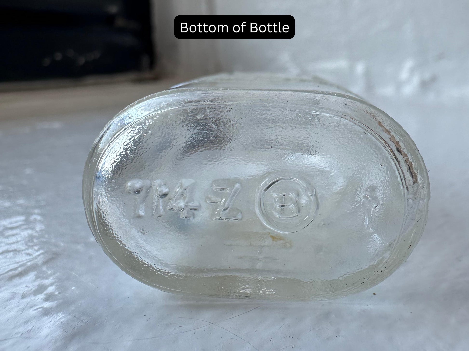 Doll-E-Toys Amsco baby bottle base showing 744-Z copyright mark, 1950s Amsco Industries miniature glass