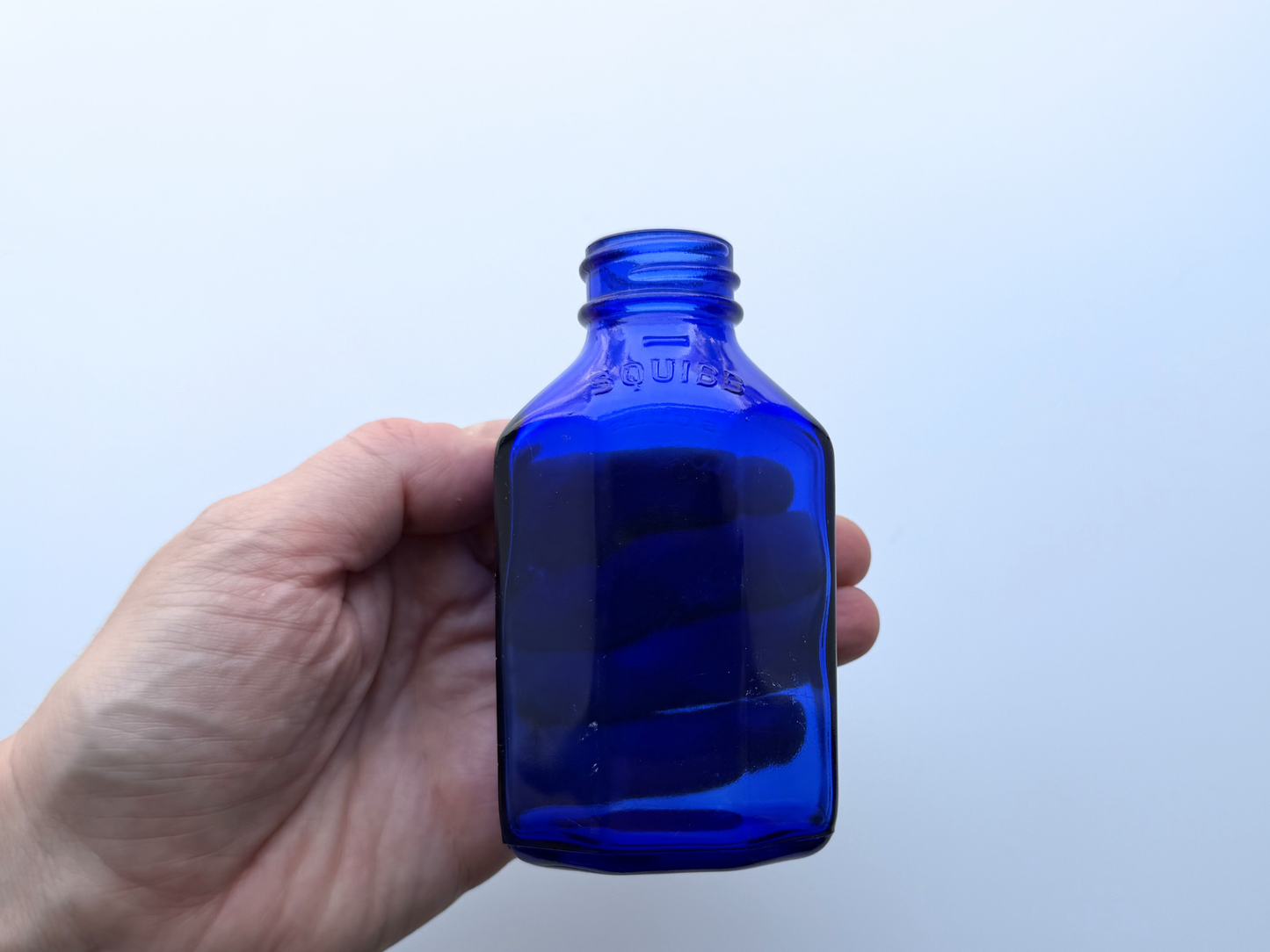 Squibb Bottle – Small Cobalt Blue Medicine Glass