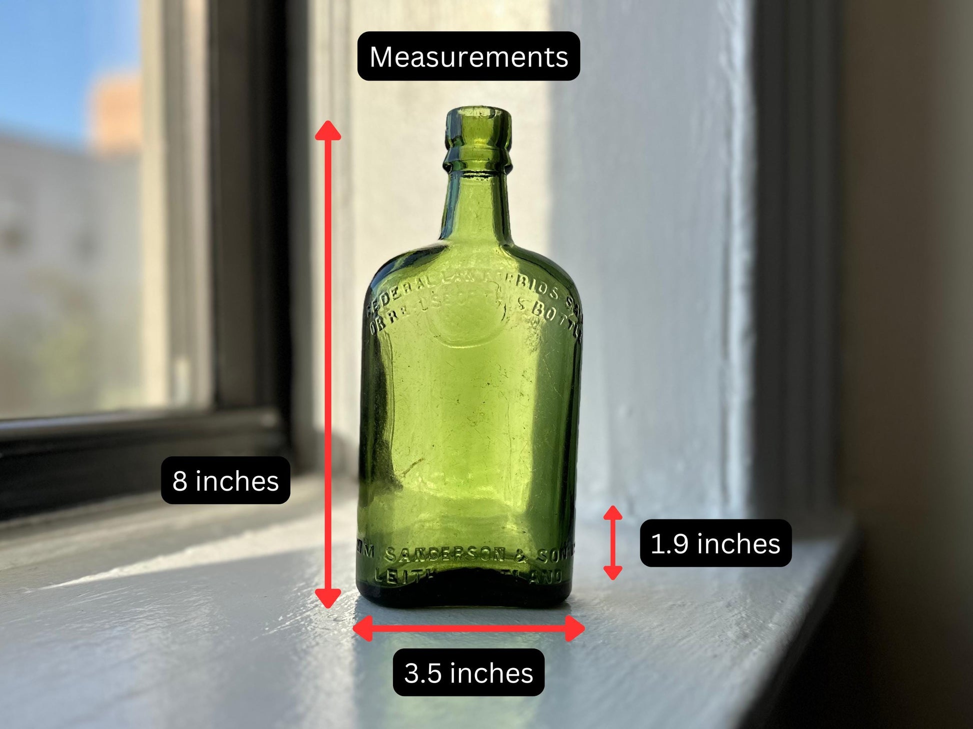 8 inches tall x 3.75 x 1.75
