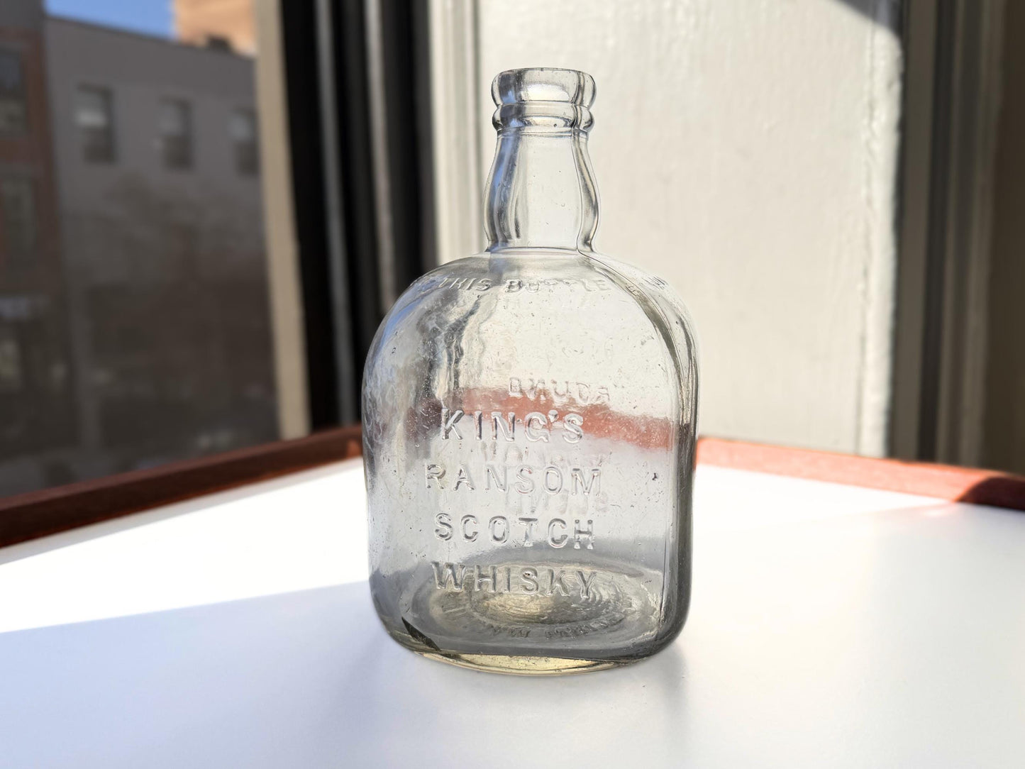 Vintage King's Ransom Scotch Bottle | 1950s Neo-Deco | Bar Cart Glassware
