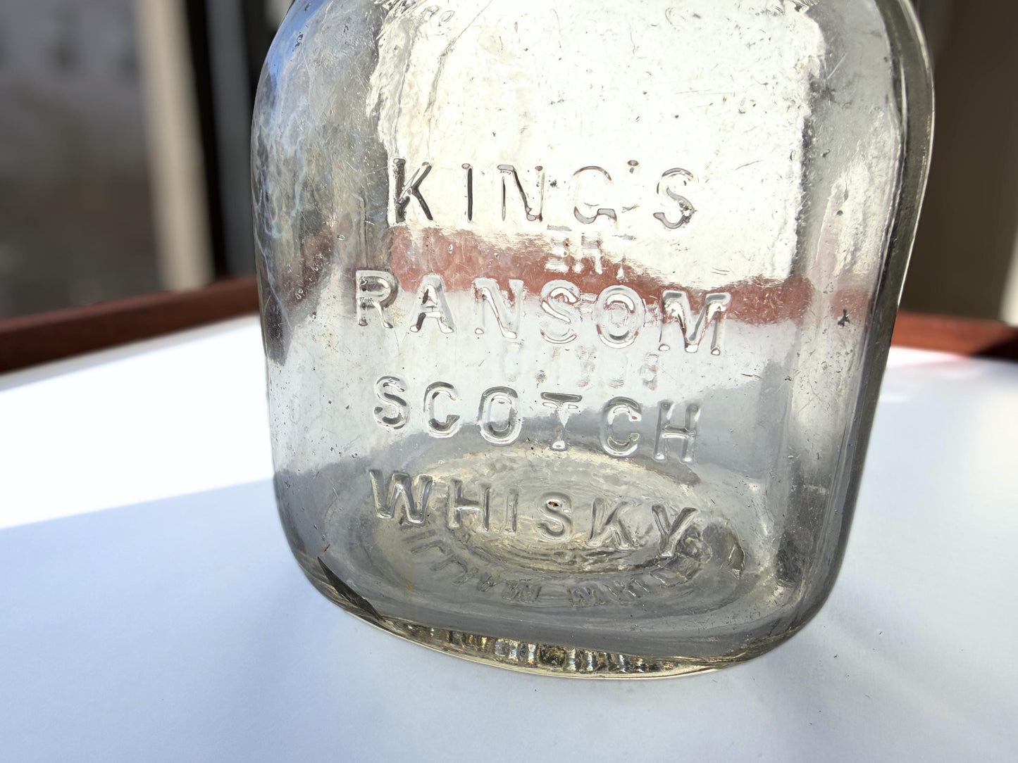 Vintage King's Ransom Scotch Bottle | 1950s Neo-Deco | Bar Cart Glassware
