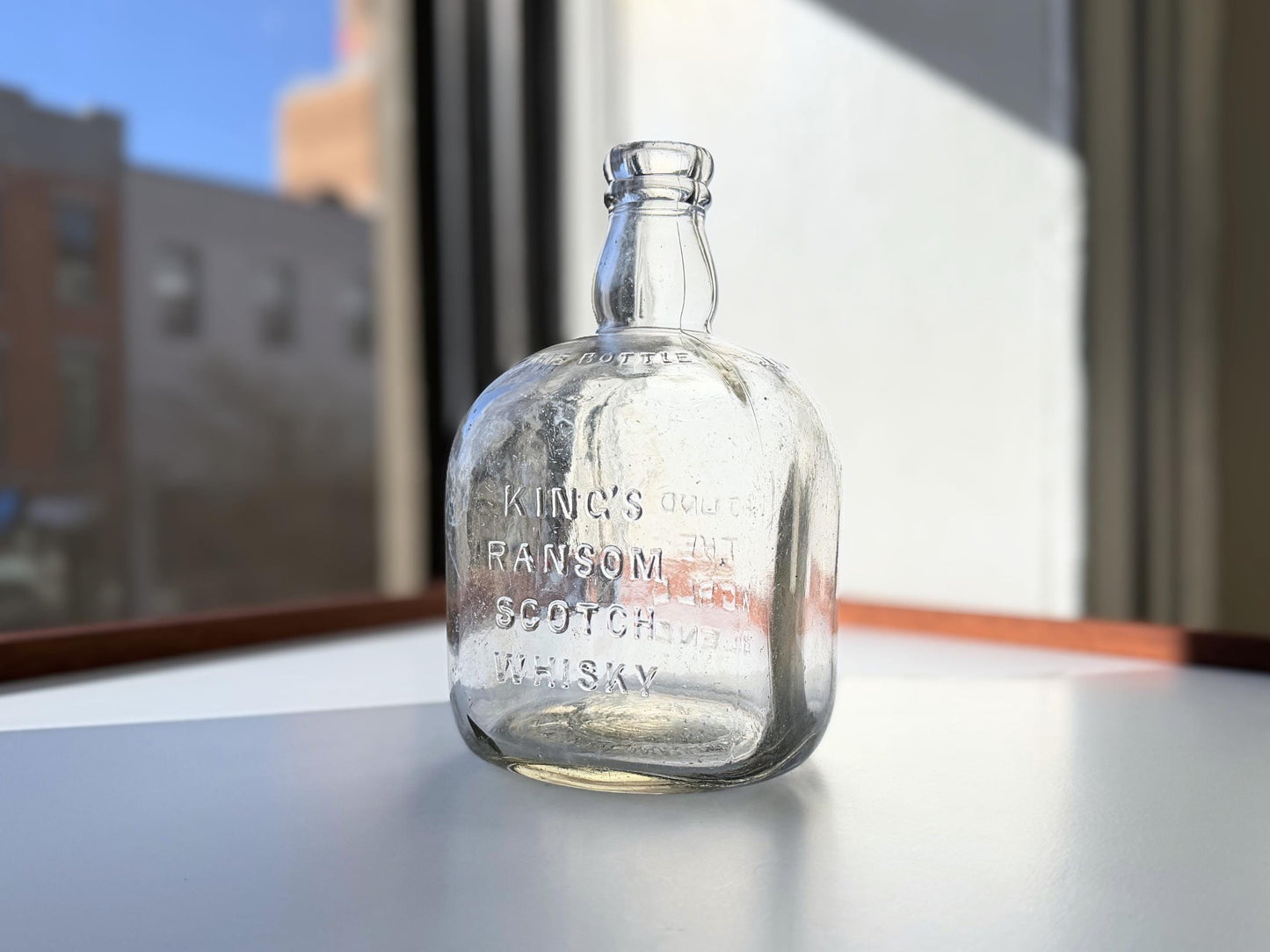 Vintage King's Ransom Scotch Bottle | 1950s Neo-Deco | Bar Cart Glassware
