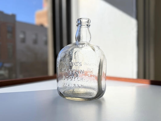 Vintage King's Ransom Scotch Bottle | 1950s Neo-Deco | Bar Cart Glassware
