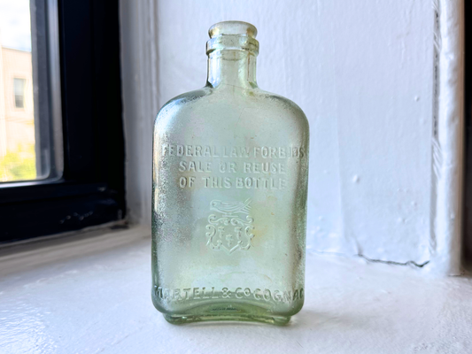 Vintage Martell Cognac Bottle | 1940s Frosted Glass | Made in France
