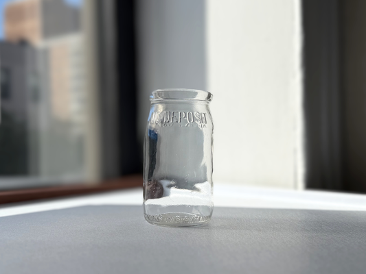 No Deposit 1954 pint milk bottle with dimensions shown, 5.5 inches tall clear glass vintage dairy collectible